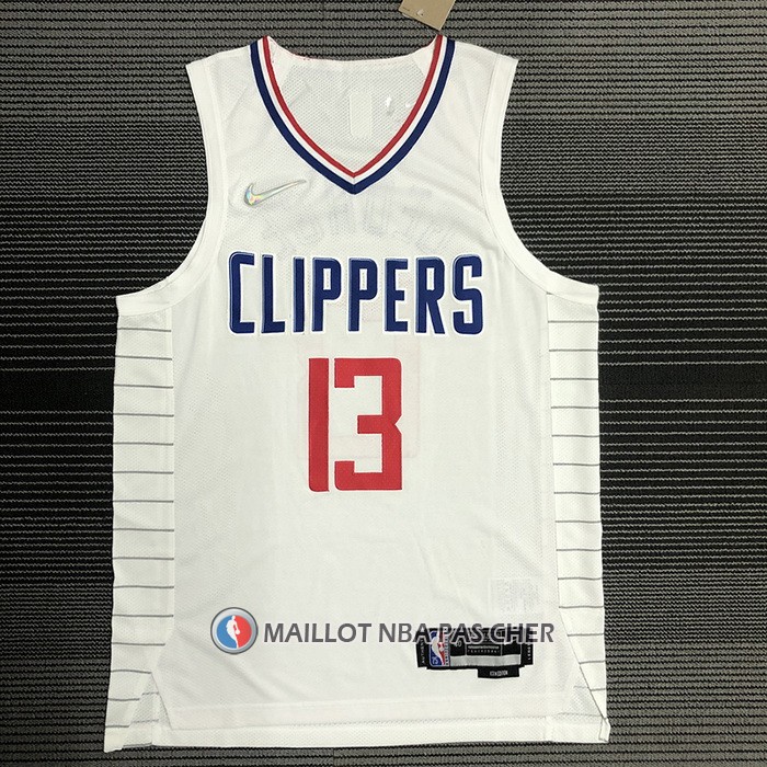 Maillot Los Angeles Clippers Paul George NO 13 Association 2020-21 Authentique Blanc