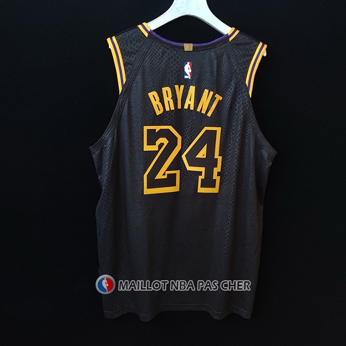 Maillot Los Angeles Lakers Kobe Bryant NO 24 Black Mamba Authentique Noir