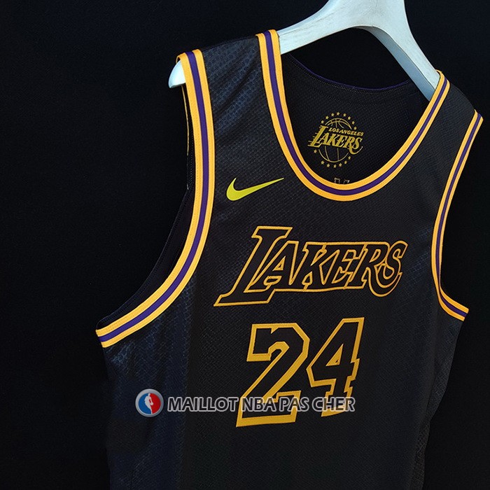 Maillot Los Angeles Lakers Kobe Bryant NO 24 Black Mamba Authentique Noir