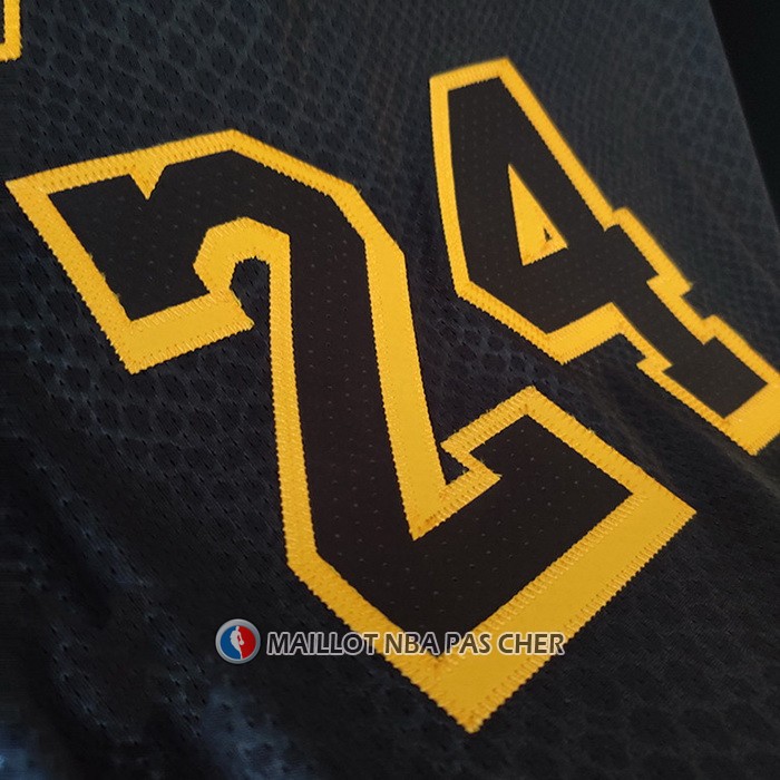 Maillot Los Angeles Lakers Kobe Bryant NO 24 Black Mamba Authentique Noir
