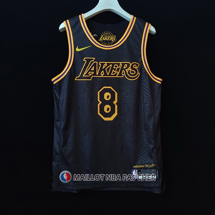 Maillot Los Angeles Lakers Kobe Bryant NO 8 Black Mamba Authentique Noir