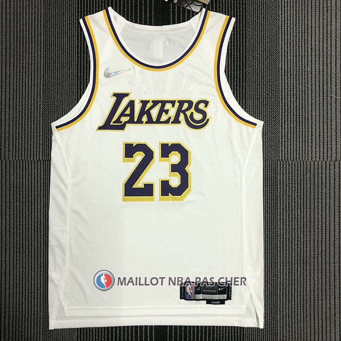Maillot Los Angeles Lakers LeBron James NO 23 Association Authentique Blanc