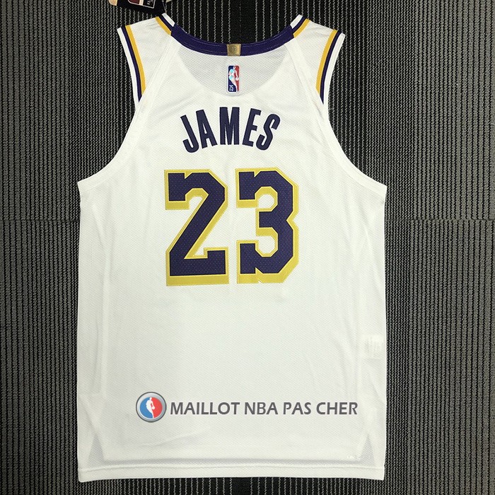 Maillot Los Angeles Lakers LeBron James NO 23 Association Authentique Blanc