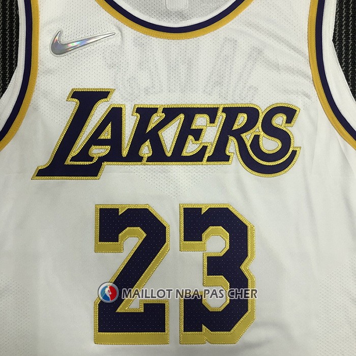 Maillot Los Angeles Lakers LeBron James NO 23 Association Authentique Blanc