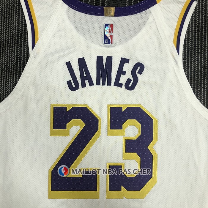 Maillot Los Angeles Lakers LeBron James NO 23 Association Authentique Blanc