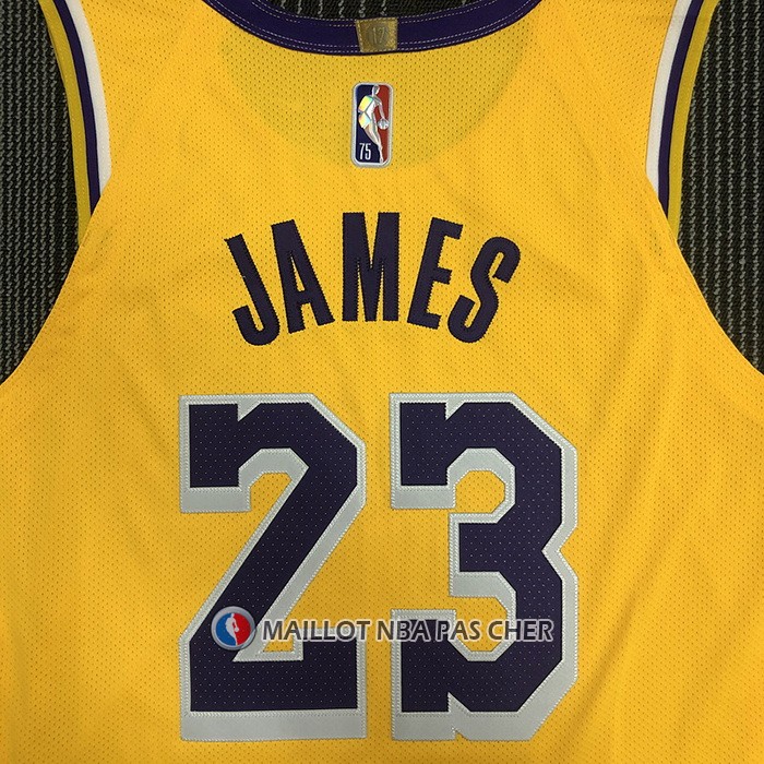 Maillot Los Angeles Lakers LeBron James NO 23 Icon Authentique Jaune