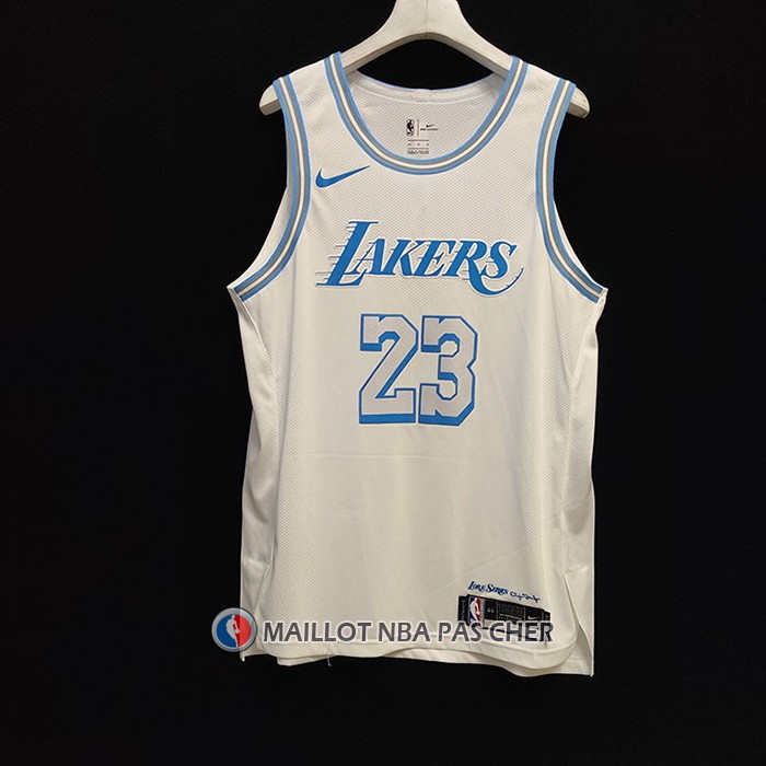 Maillot Los Angeles Lakers LeBron James NO 23 Ville Authentique 2020-21 Blanc