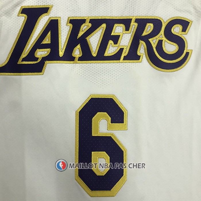 Maillot Los Angeles Lakers LeBron James NO 6 Association Authentique Blanc