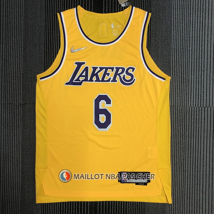 Maillot Los Angeles Lakers LeBron James NO 6 Icon Authentique Jaune