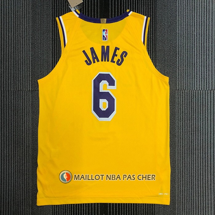 Maillot Los Angeles Lakers LeBron James NO 6 Icon Authentique Jaune