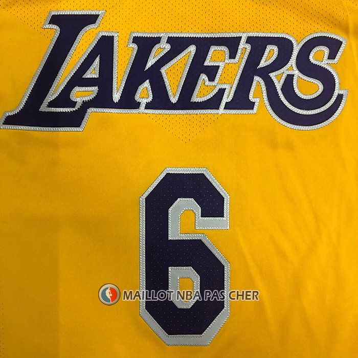 Maillot Los Angeles Lakers LeBron James NO 6 Icon Authentique Jaune