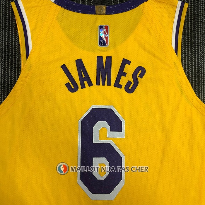 Maillot Los Angeles Lakers LeBron James NO 6 Icon Authentique Jaune