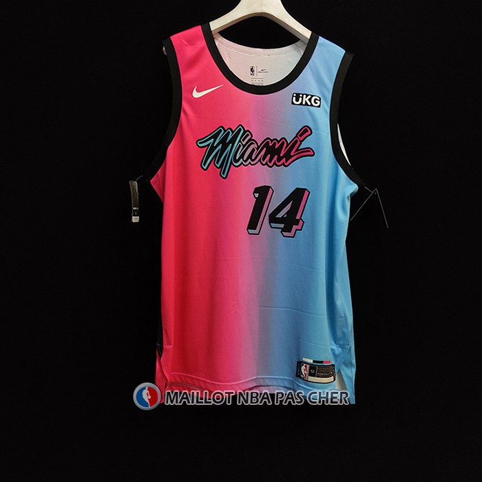 Maillot Miami Heat Tyler Herro NO 14 Ville 2020-21 Authentique Bleu Rosa