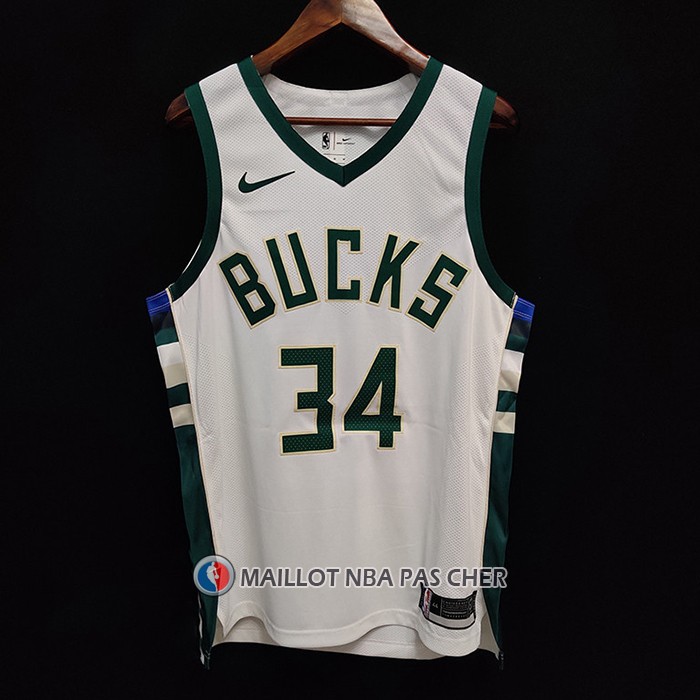 Maillot Milwaukee Bucks Giannis Antetokounmpo NO 34 Association Authentique Blanc