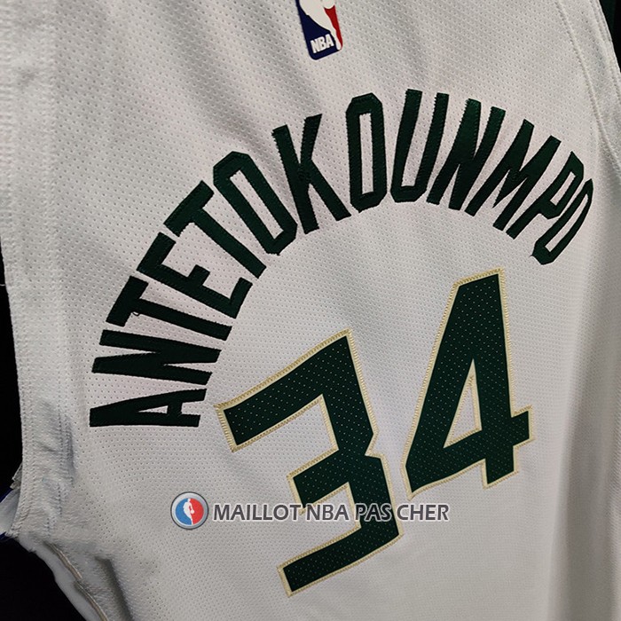 Maillot Milwaukee Bucks Giannis Antetokounmpo NO 34 Association Authentique Blanc