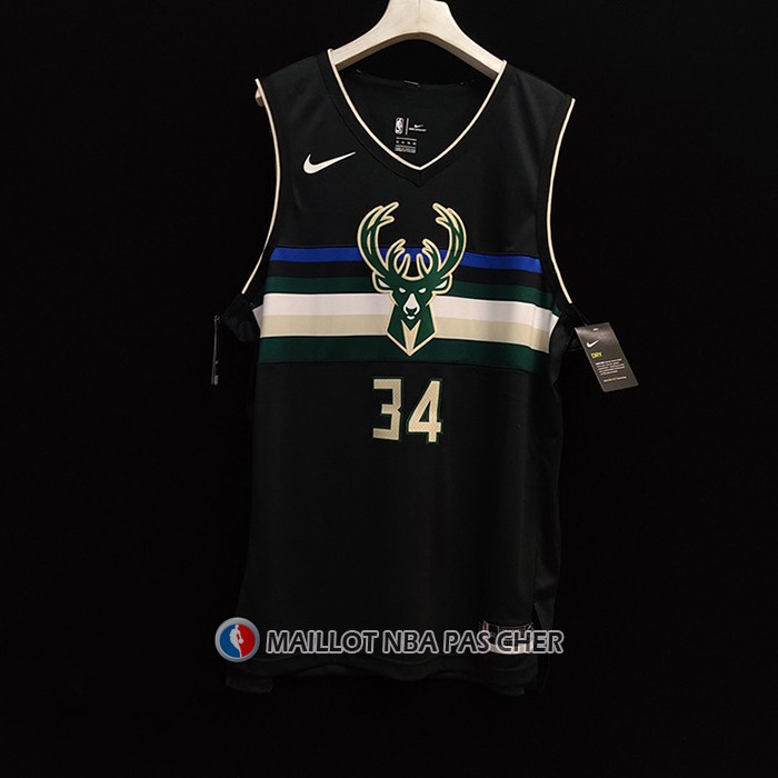 Maillot Milwaukee Bucks Giannis Antetokounmpo NO 34 Statement Authentique Noir