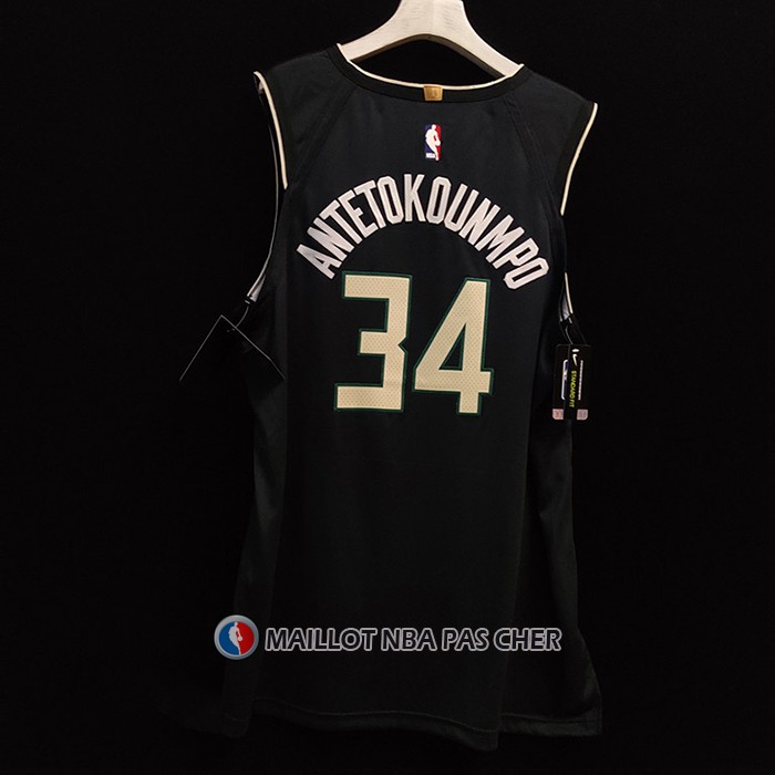 Maillot Milwaukee Bucks Giannis Antetokounmpo NO 34 Statement Authentique Noir
