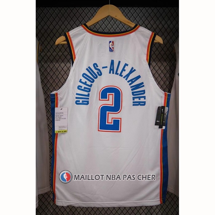 Maillot Oklahoma City Thunder Shai Gilgeous-Alexander NO 2 Association Authentique Blanc