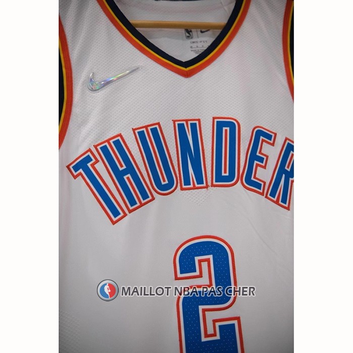 Maillot Oklahoma City Thunder Shai Gilgeous-Alexander NO 2 Association Authentique Blanc