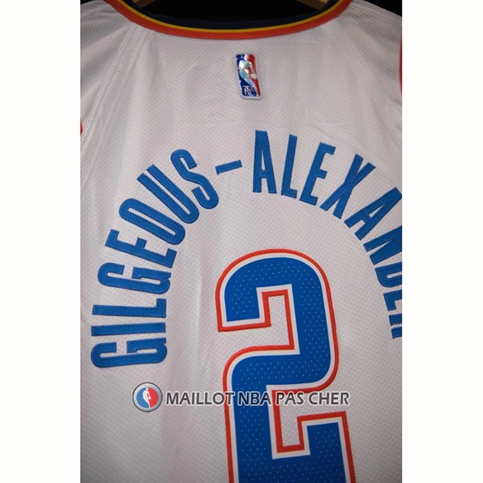 Maillot Oklahoma City Thunder Shai Gilgeous-Alexander NO 2 Association Authentique Blanc