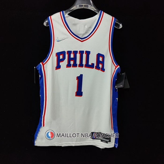 Maillot Philadelphia 76ers James Harden NO 1 Association Authentique Blanc