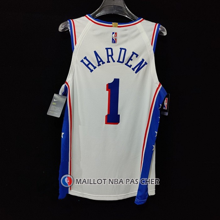 Maillot Philadelphia 76ers James Harden NO 1 Association Authentique Blanc