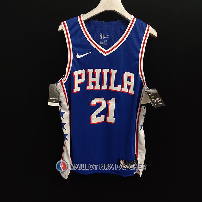 Maillot Philadelphia 76ers Joel Embiid NO 21 Icon Authentique Bleu