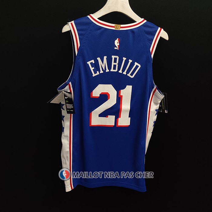 Maillot Philadelphia 76ers Joel Embiid NO 21 Icon Authentique Bleu