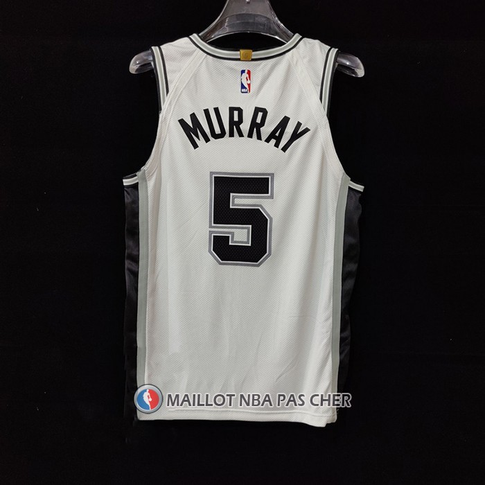 Maillot San Antonio Spurs Dejounte Murray NO 5 Association Authentique Blanc