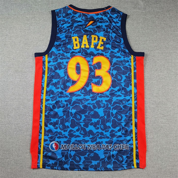 Maillot Golden State Warriors NO 93 Bape Mitchell & Ness 2009-10 Bleu