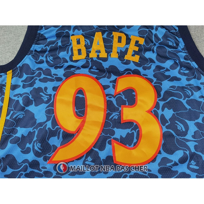 Maillot Golden State Warriors NO 93 Bape Mitchell & Ness 2009-10 Bleu