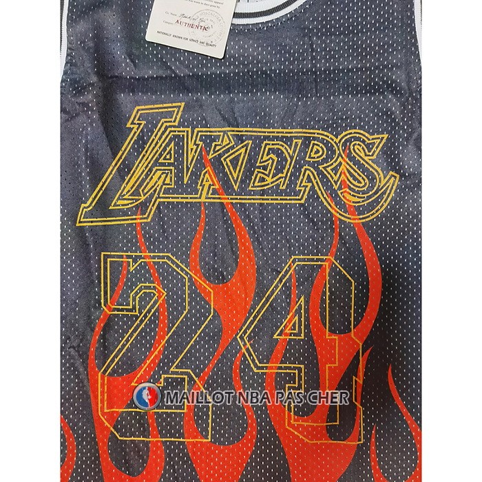 Maillot Los Angeles Lakers Kobe Bryant No 24 Flames Noir