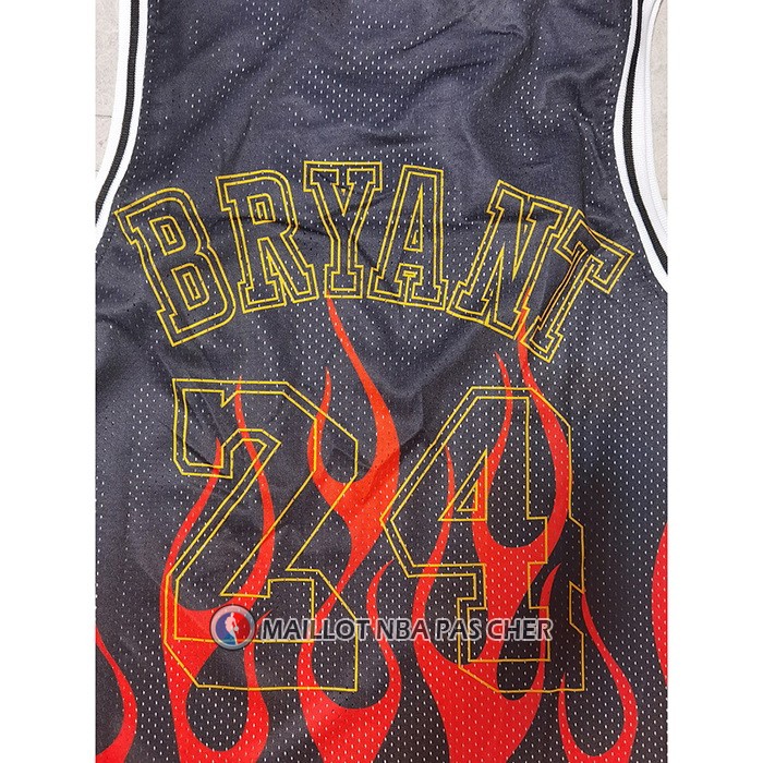 Maillot Los Angeles Lakers Kobe Bryant No 24 Flames Noir