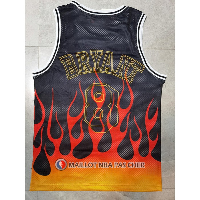 Maillot Los Angeles Lakers Kobe Bryant No 8 Flames Noir
