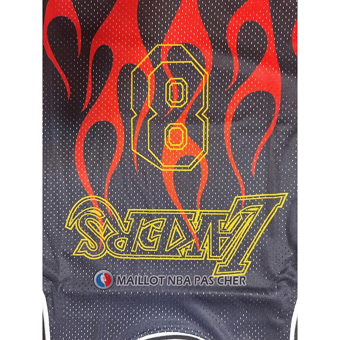 Maillot Los Angeles Lakers Kobe Bryant No 8 Flames Noir