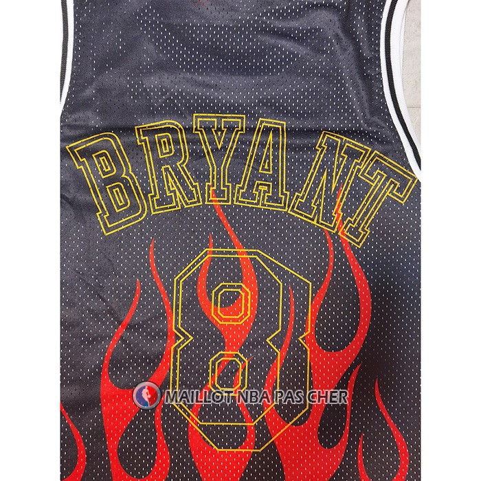 Maillot Los Angeles Lakers Kobe Bryant No 8 Flames Noir