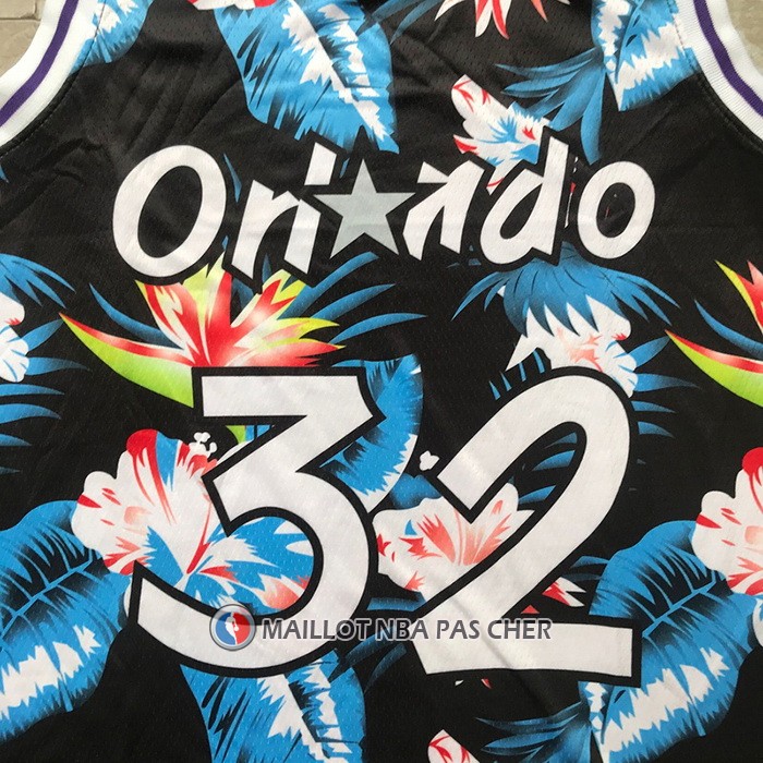 Maillot Orlando Magic Shaquille O'neal No 32 Floral Fashion Noir