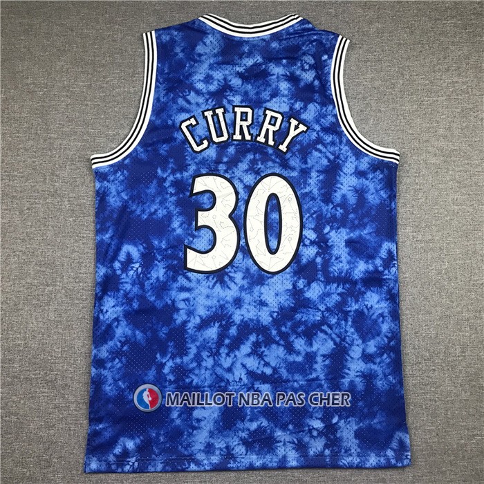 Maillot Golden State Warriors Stephen Curry No 30 Galaxy Bleu