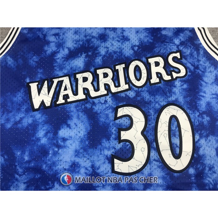 Maillot Golden State Warriors Stephen Curry No 30 Galaxy Bleu