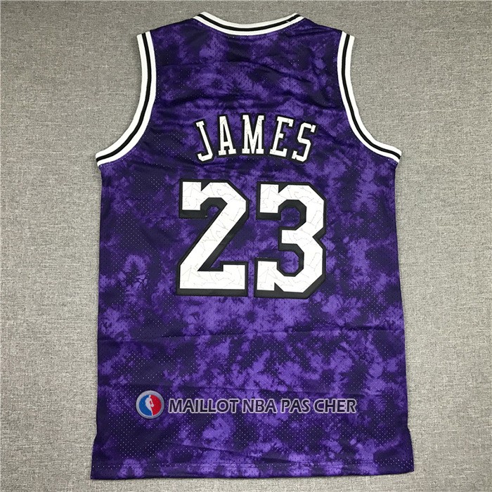 Maillot Los Angeles Laker LeBron James No 23 Galaxy Volet