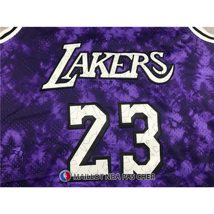 Maillot Los Angeles Laker LeBron James No 23 Galaxy Volet