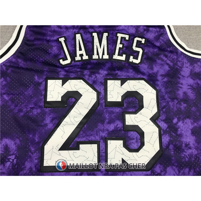 Maillot Los Angeles Laker LeBron James No 23 Galaxy Volet