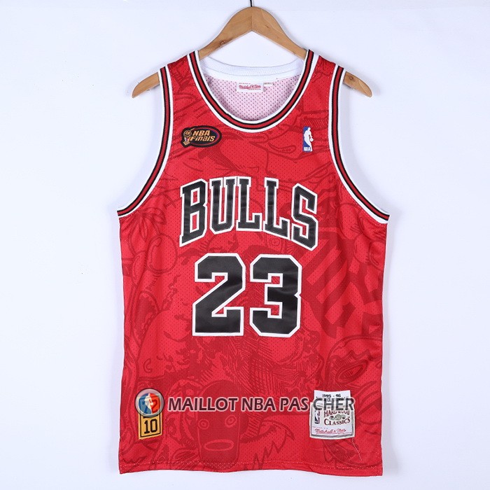 Maillot Chicago Bulls Michael Jordan NO 23 Mitchell & Ness Hebru Brantley Rouge