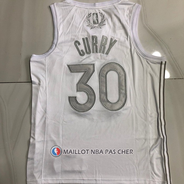 Maillot Golden State Warriors Stephen Curry NO 30 MVP Blanc