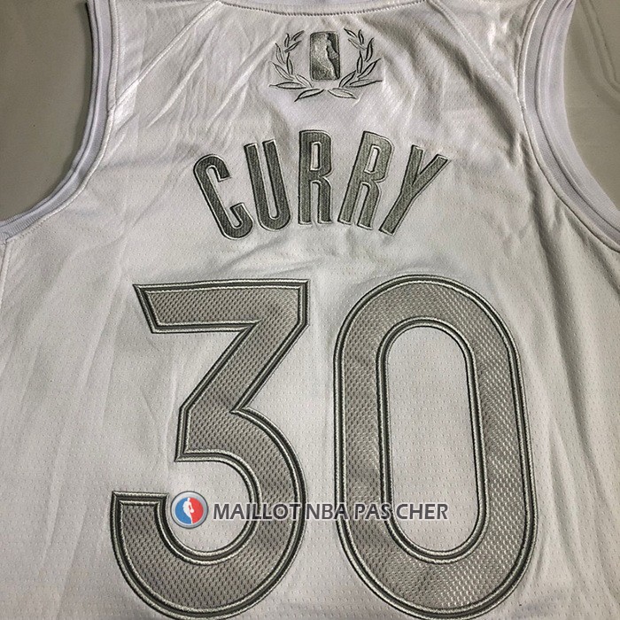 Maillot Golden State Warriors Stephen Curry NO 30 MVP Blanc