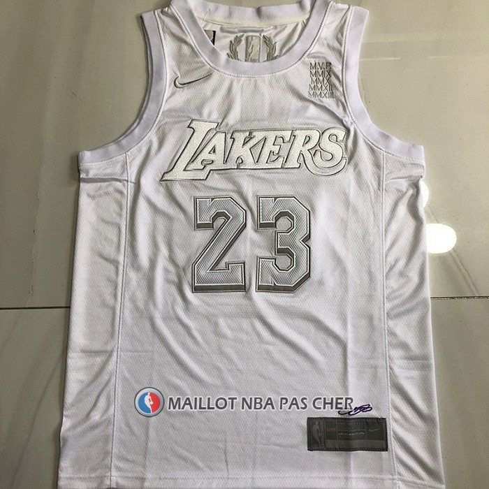 Maillot Los Angeles Lakers LeBron James NO 23 MVP Blanc