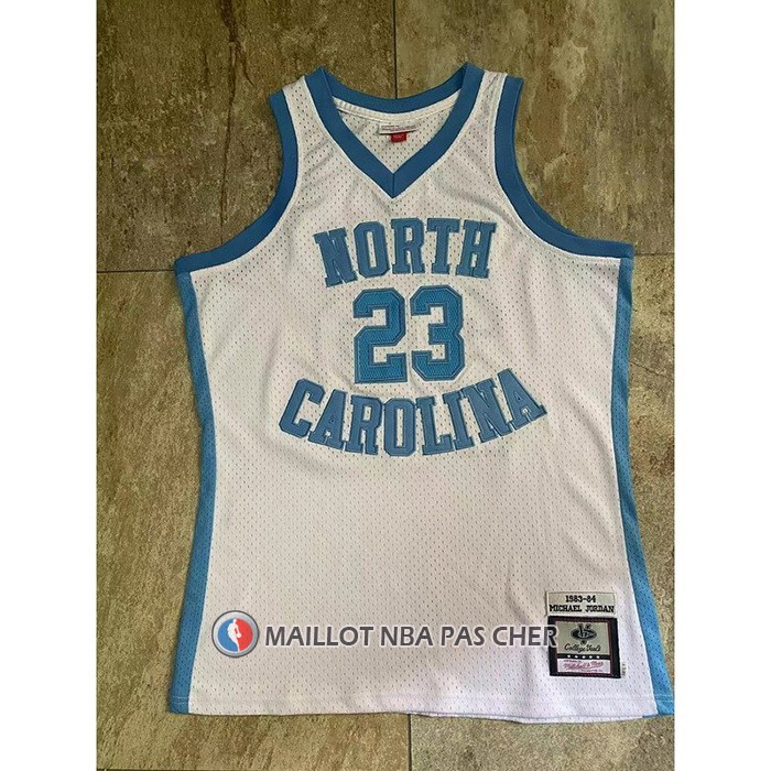 Maillot NCAA North Carolina Tar Heels Michael Jordan NO 23 Mitchell & Ness 1983-84 Blanc