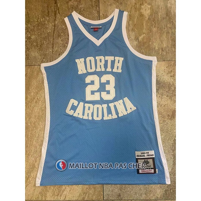 Maillot NCAA North Carolina Tar Heels Michael Jordan NO 23 Mitchell & Ness 1983-84 Bleu