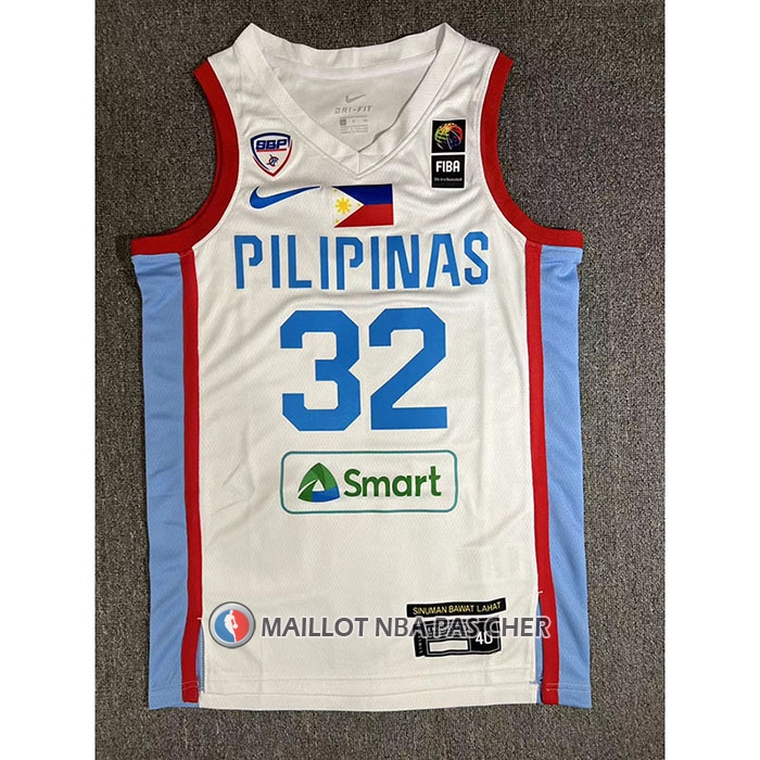 Maillot Philippine Justin Brownlee NO 32 Jeux Olympiques 2024 Blanc